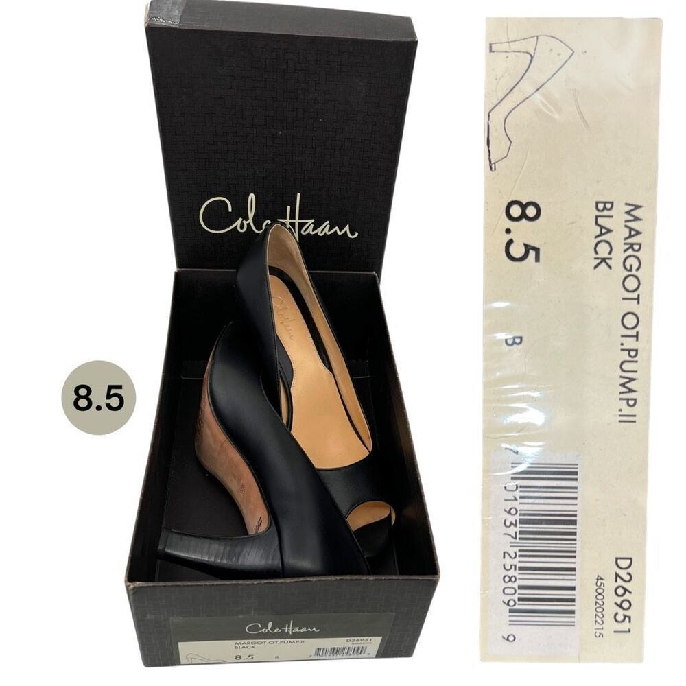 Cole Haan Women's Margot OT II Classic Peep Toe Pump Heels Black Size 8.5